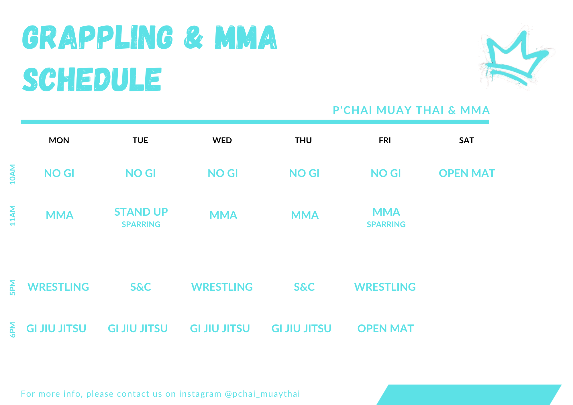 Training schedule slide 2