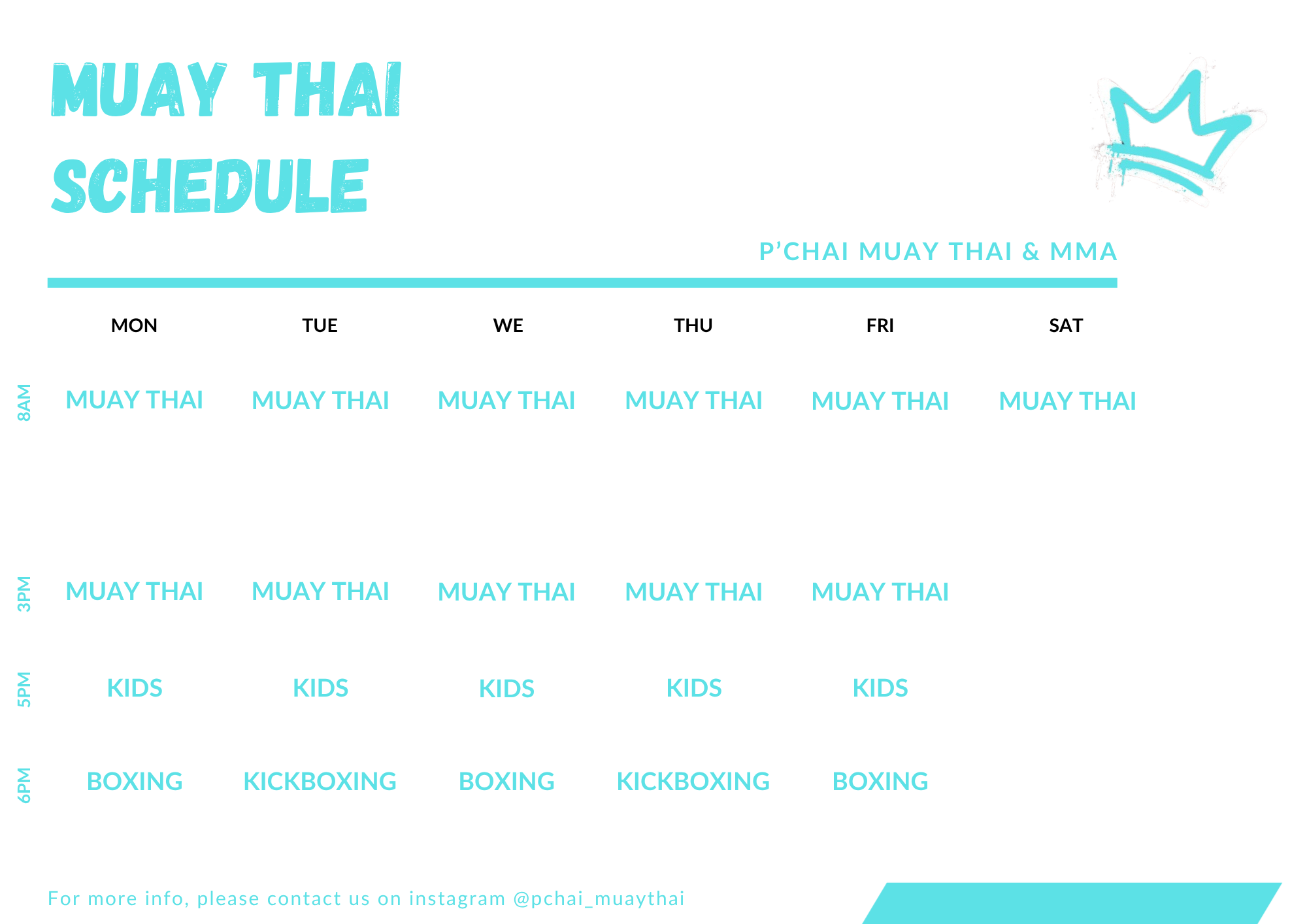 Training schedule slide 1