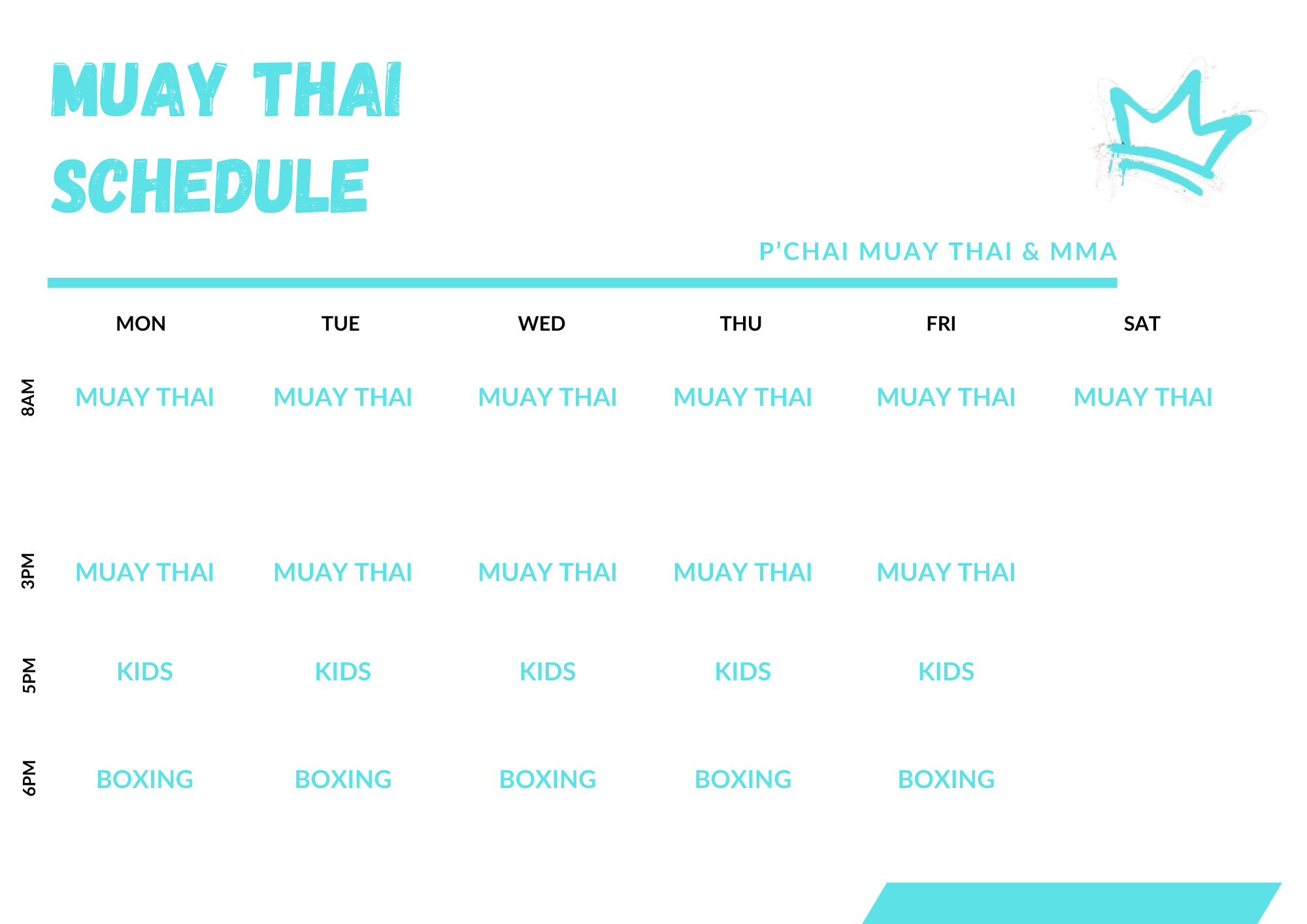 Training schedule slide 1